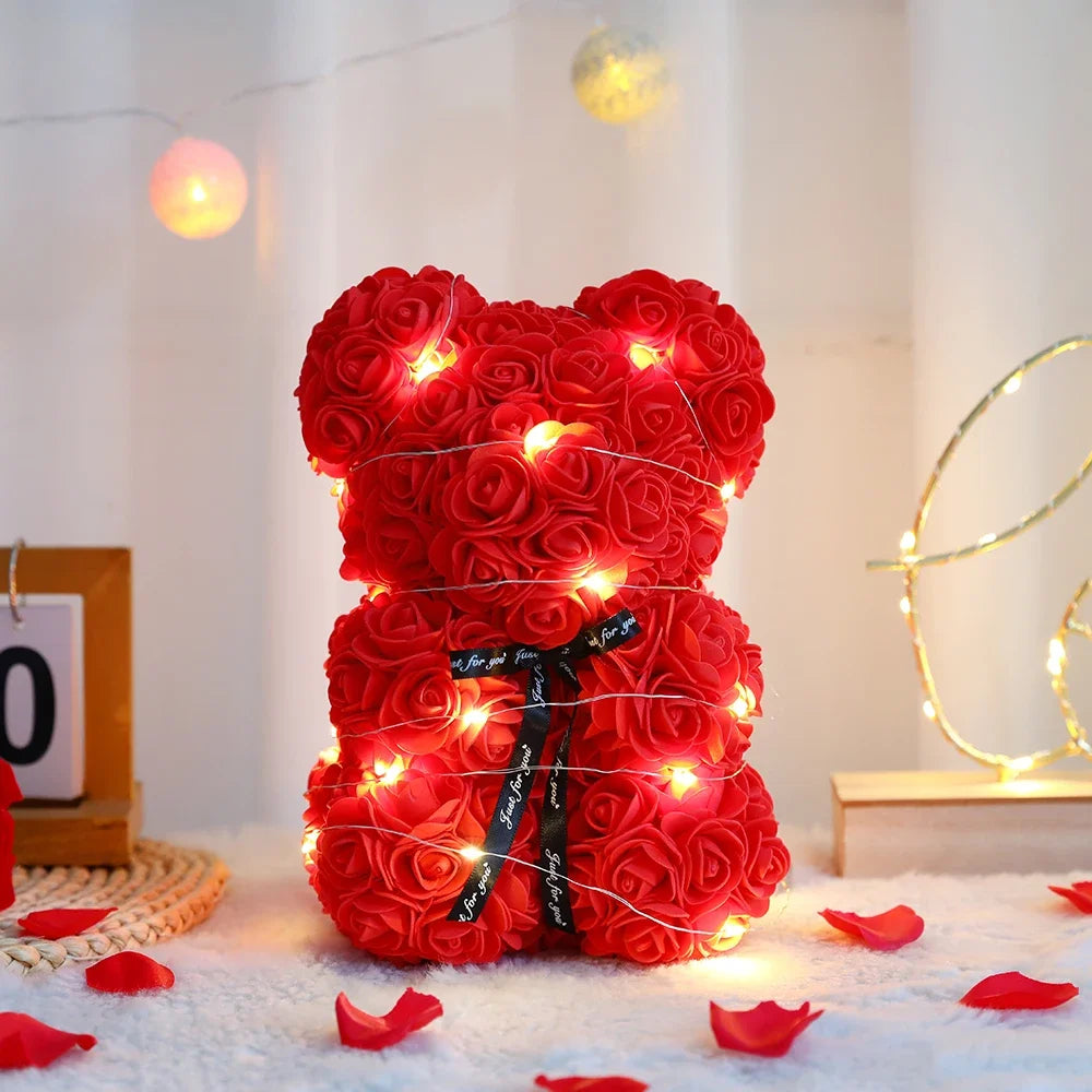 Oso de flor de peluche artificial
