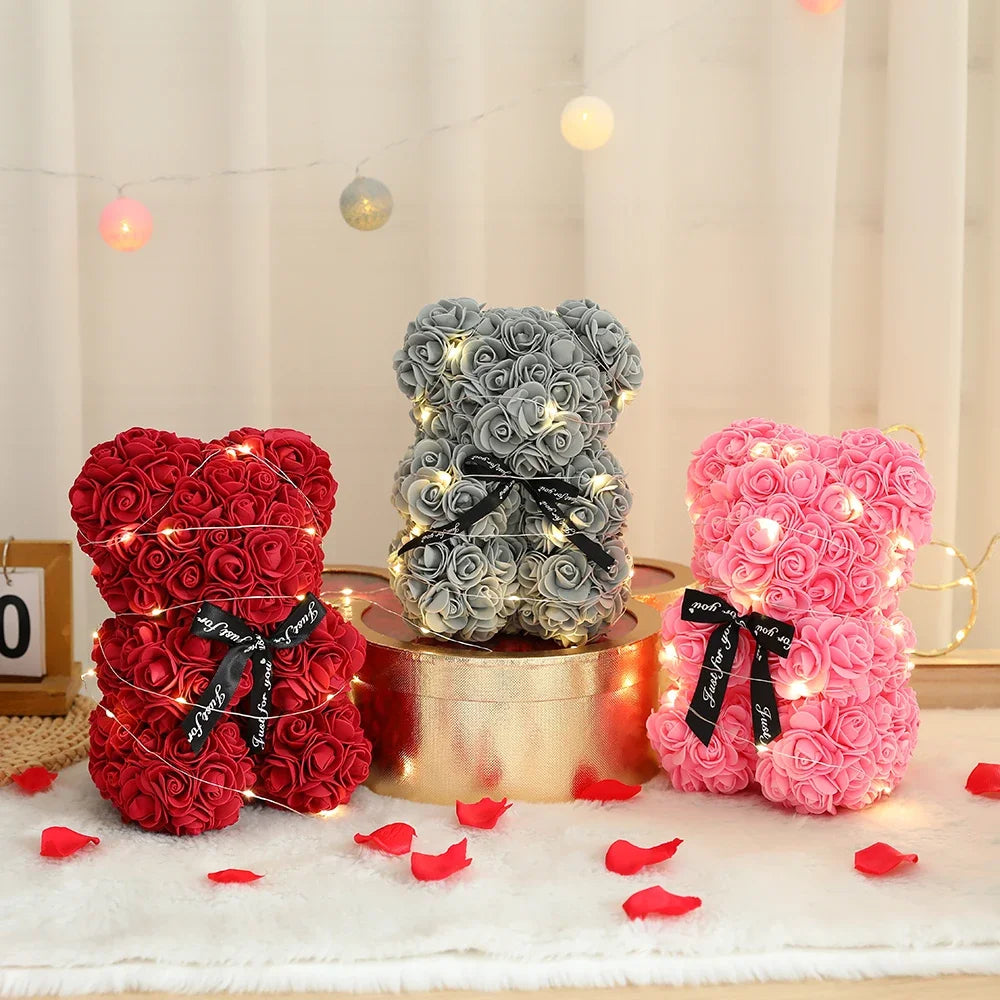 Oso de flor de peluche artificial